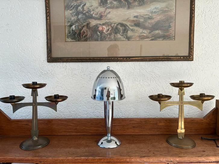 Stel Paar Grote Koperen Kerk Kandelaars Kaarsenstandaards, Antiek en Kunst, Antiek | Kandelaars, Koper of Brons, Ophalen of Verzenden