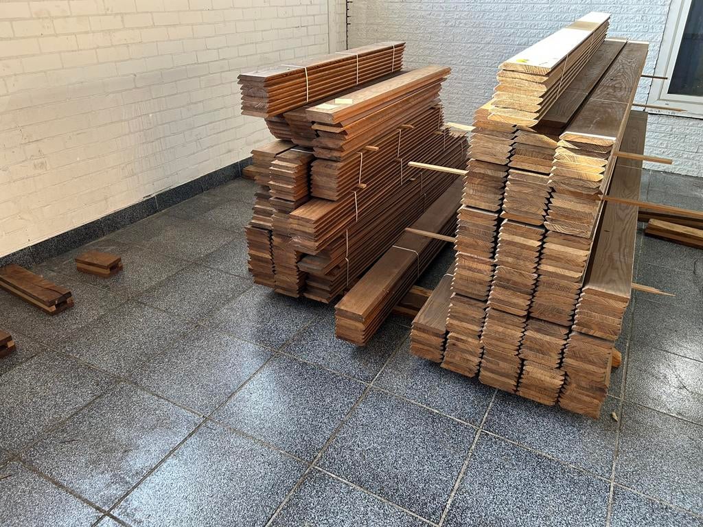 Thermowood verduurzaamd essenhout rombus profiel, Doe-het-zelf en Verbouw, Hout en Planken, Minder dan 25 mm, Nieuw, 250 tot 300 cm