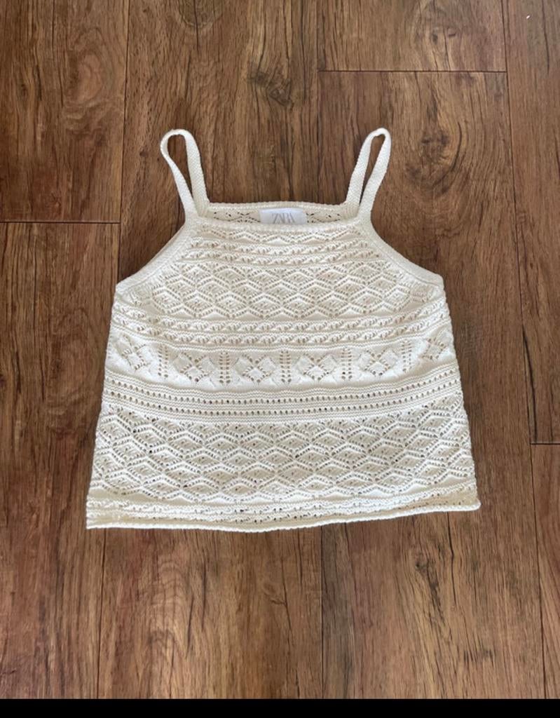 Leuk beige topje met spaghettibandjes maat 164 zara crème, Ophalen of Verzenden, Zo goed als nieuw, Meisje, Shirt of Longsleeve