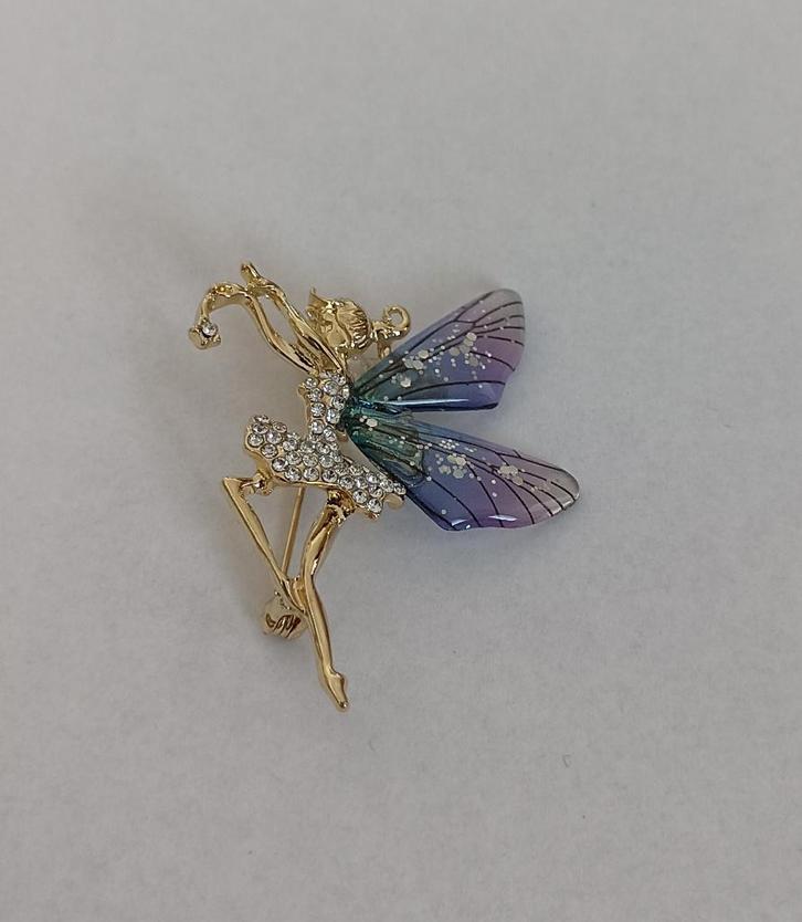 Elf broche, Sieraden, Tassen en Uiterlijk, Broches, Nieuw, Overige materialen, Overige kleuren, 4 tot 7 cm, Met strass, Ophalen of Verzenden