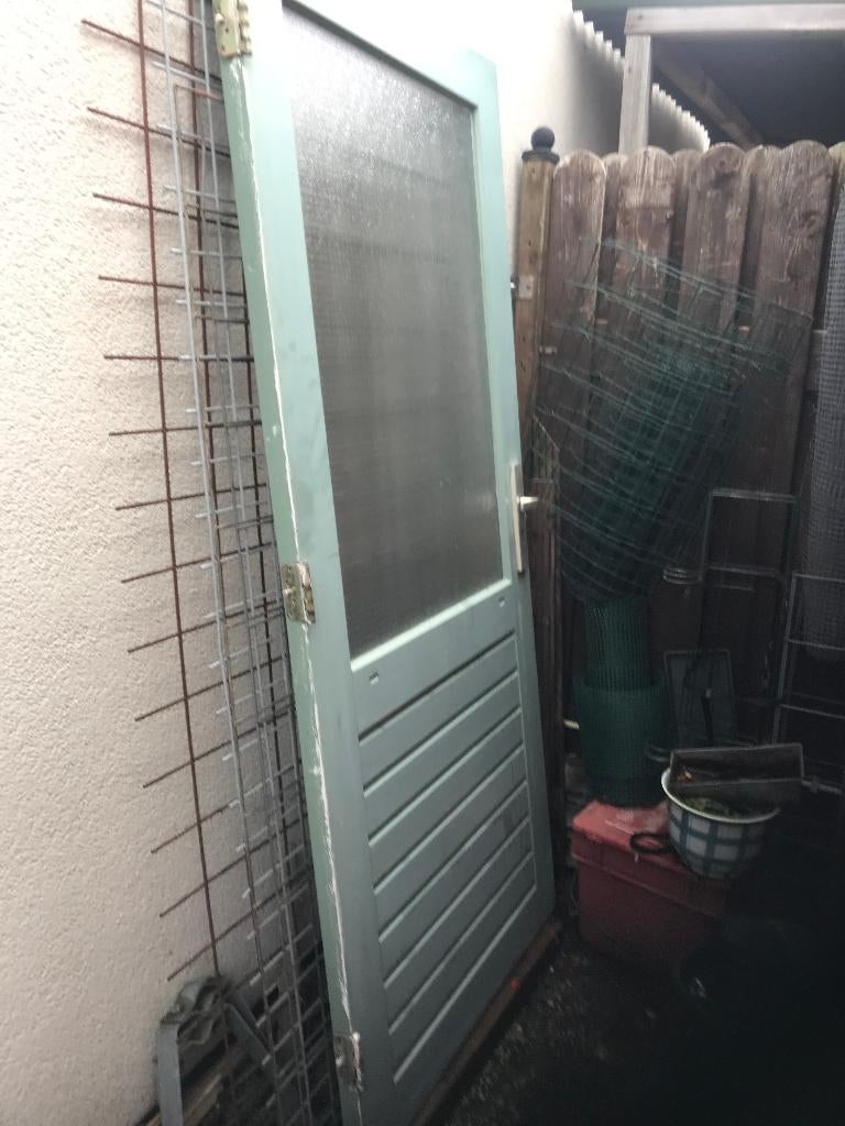 Hardhouten buitendeur met gewapend glas, Ophalen, Gebruikt, 80 tot 100 cm, Buitendeur