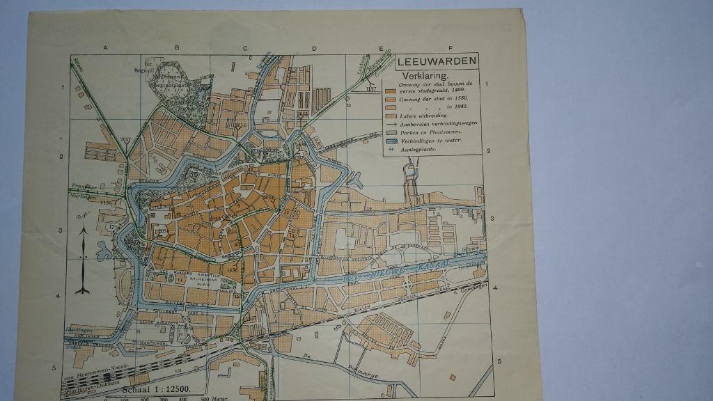 30 Leeuwarden Plattegrond Litho 1917, Ophalen of Verzenden