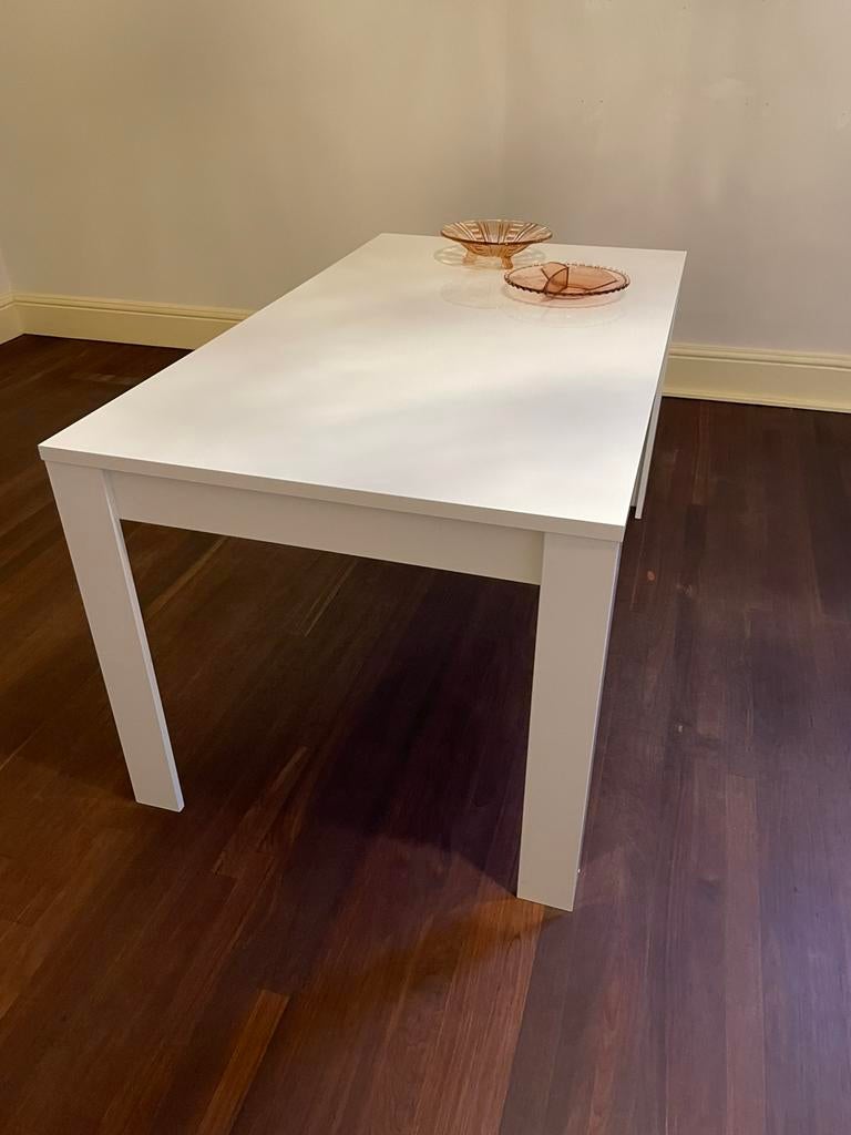 Witte hoogglans eettafel if bureau- gebruikt, Huis en Inrichting, Tafels | Eettafels, Ophalen, 150 tot 200 cm, Zo goed als nieuw