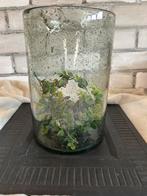 Groot windlicht stoer en sober chipies en bubbels in glas, Huis en Inrichting, Overige kleuren, Ophalen of Verzenden, Minder dan 50 cm