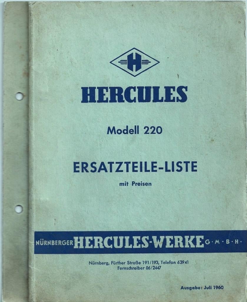 Hercules Modell 220 Ersatzteile Liste 1960 (5588z), Motoren, Ophalen of Verzenden, Overige merken