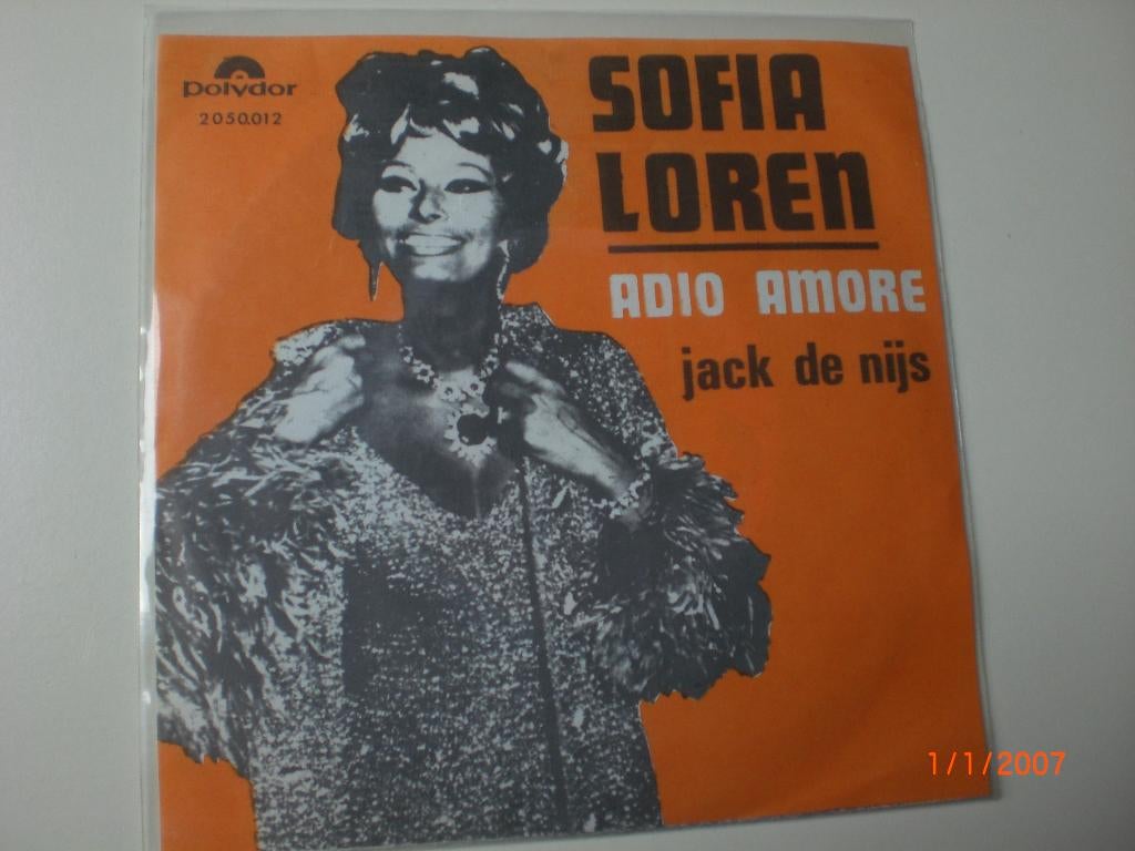 single Jack de Nijs Sofia Loren / Adio Amore, 7 inch, Single, Ophalen of Verzenden, Zo goed als nieuw