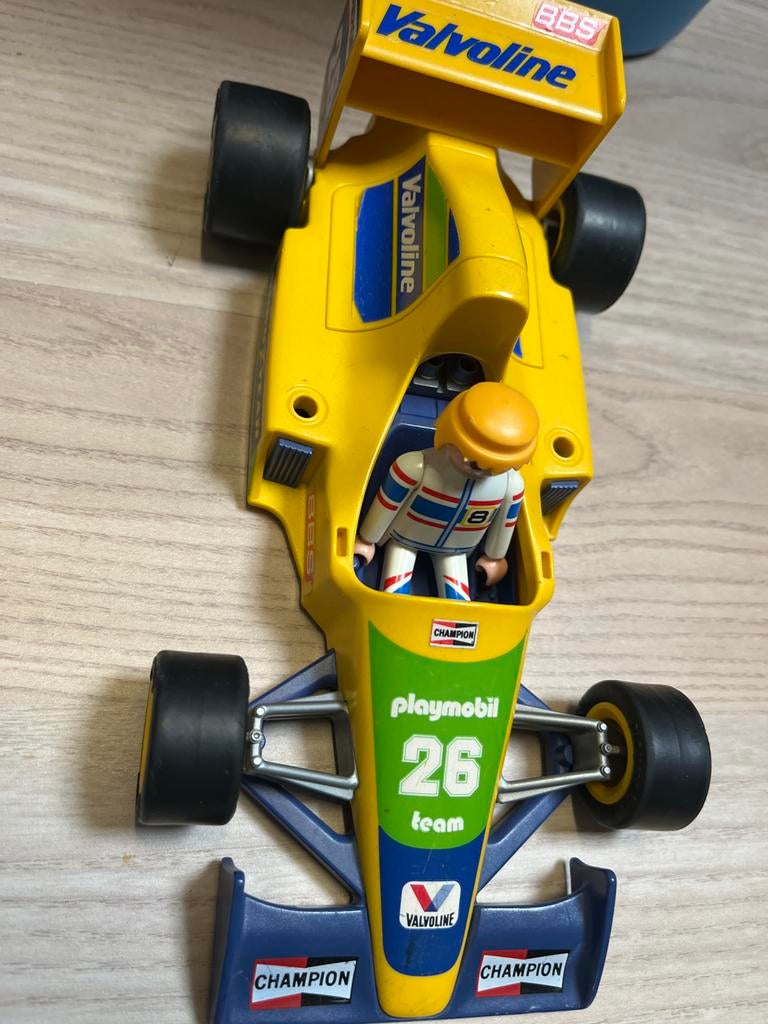 Playmobil race auto met coureur - Geel/Blauw, Kinderen en Baby's, Speelgoed | Playmobil, Ophalen, Gebruikt, Complete set