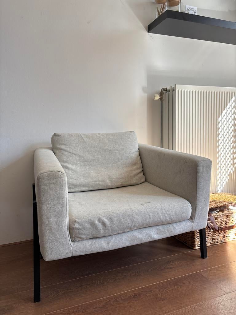 Comfortabele greige fauteuil Ikea, Ophalen, Gebruikt, Stof, 75 tot 100 cm