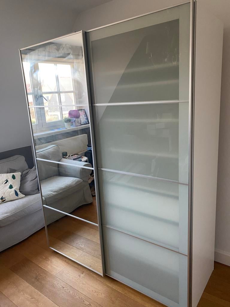 IKEA Pax kledingkast schuifdeuren  met spiegel 150x201cm, Overige materialen, Gebruikt, 200 cm of meer, 150 tot 200 cm