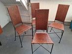 4 x vintage bistro- of eetkamerstoel (rotan), Ophalen, Gebruikt, Bruin, Vintage