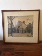 Houtskooltekening Klaas Bernink 1975 - Boerderij Drenthe, Ophalen of Verzenden