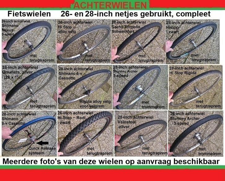 Fiets achterwielen 26- en 28-inch gebruikt compleet met band, Fietsen en Brommers, Fietsonderdelen, Gebruikt, Wiel, Ophalen