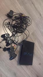 Playstation 2, Ophalen of Verzenden, Gebruikt, Zwart, Met 2 controllers