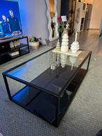 Salontafel met zwart staal en glas, Huis en Inrichting, Tafels | Salontafels, Ophalen, Gebruikt, 100 tot 150 cm, 50 tot 100 cm