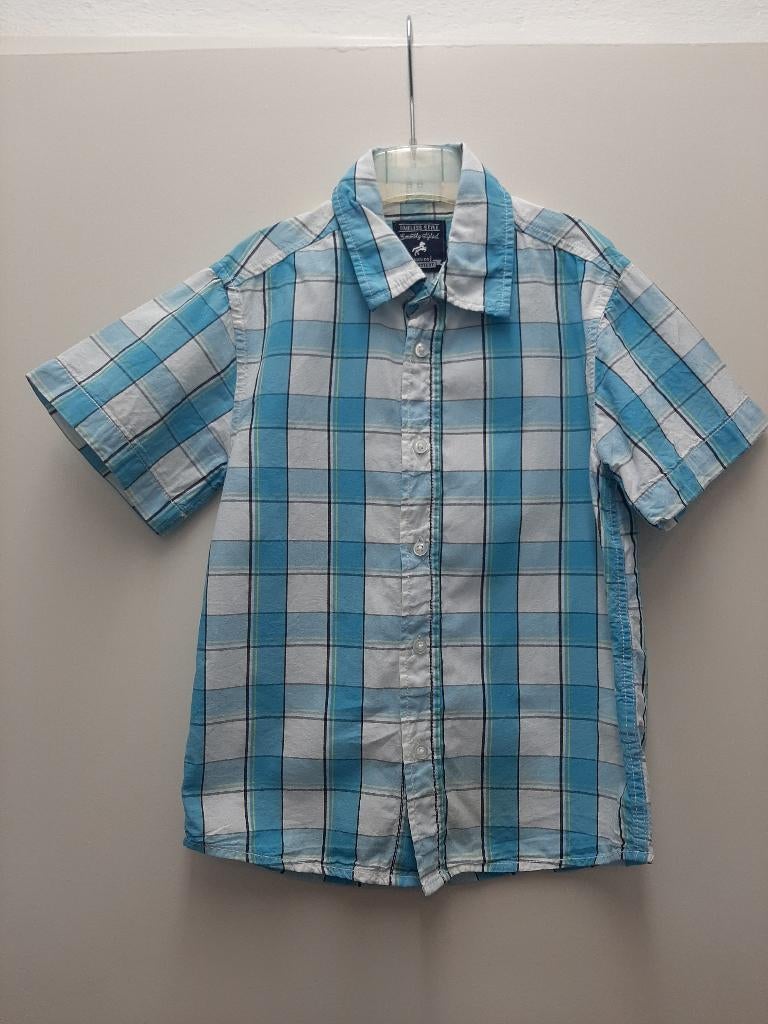Nette blauw met wit geblokte blouse maat 116 Palomino, Kinderen en Baby's, Kinderkleding | Maat 116, Ophalen, Palomino (C&A), Overhemd of Blouse