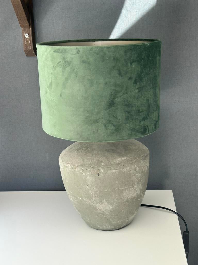 Prachtige kruiklamp met groen velvet kap, Ophalen, Zo goed als nieuw, Minder dan 50 cm