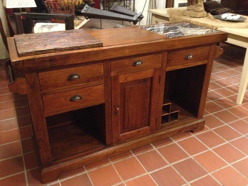 HANDGEMAAKT KEUKENBLOK - HAKBLOK - KEUKENEILAND Flamant, Ophalen, 150 tot 200 cm, Nieuw, Minder dan 100 cm