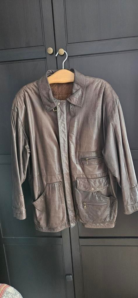 Esprit donkerbruine leren jas maat L met binnenzakken, Maat 52/54 (L), Bruin, Ophalen of Verzenden, Esprit
