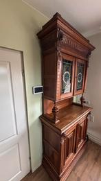 Antieke buffetkast met glas in lood, Ophalen, Gebruikt, 100 tot 150 cm, 200 cm of meer