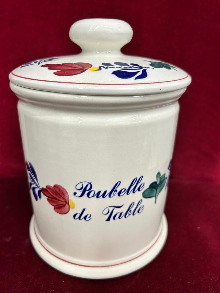 Boerenbont voorraadbus 'Poubelle de Table' met bloemendeksel, Ophalen of Verzenden