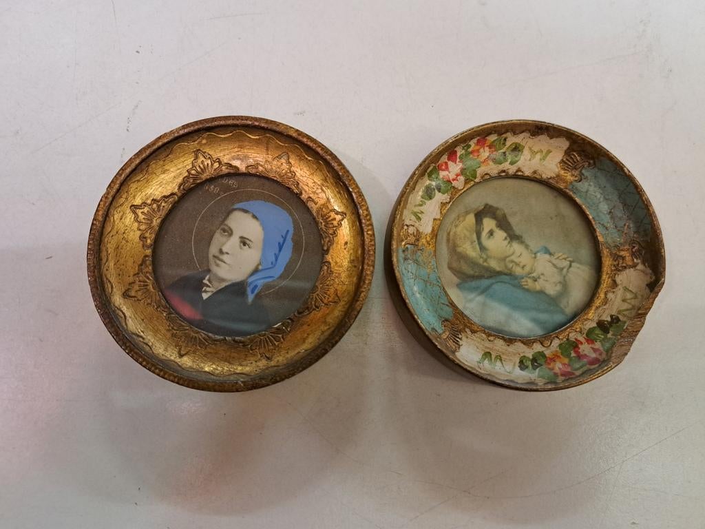 Miniatuur fotolijst met glas Madonna & Child, Ophalen of Verzenden