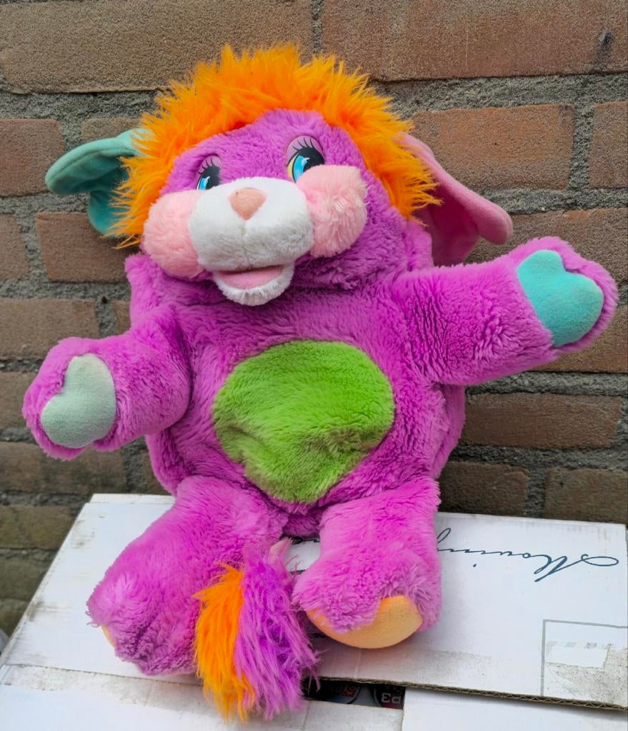 Vintage Popples Knuffel Jaren '80 - Paars met Oranje, Kinderen en Baby's, Speelgoed | Knuffels en Pluche, Ophalen of Verzenden