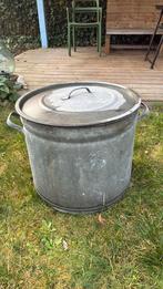 Grote zinken teil/emmer met deksel, Ophalen, Zo goed als nieuw, Rond, Metaal