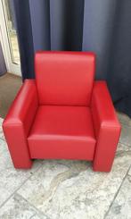 Rode lederen kinderfauteuil, Huis en Inrichting, Fauteuils, Ophalen