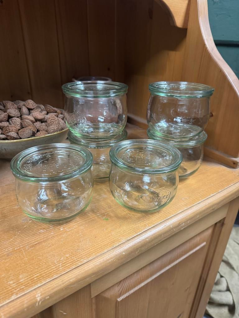 12x WECK Tulpglas 580 ml - Ø 100 mm - met glasdeksel, Glas, Ophalen of Verzenden, Zo goed als nieuw, Voorraadpot