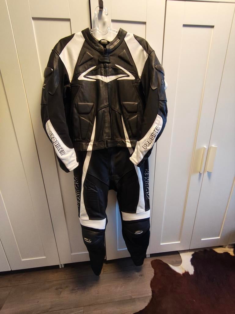 Lederen motorpak/combi Probiker maat 58., Motoren, Kleding | Motorkleding, Ophalen, Pro Biker, Tweedehands, Heren