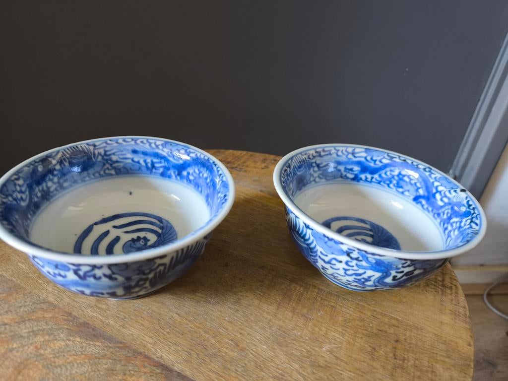 Antieke Japans blauw-witte kommen - Meiji periode, Antiek en Kunst, Ophalen of Verzenden