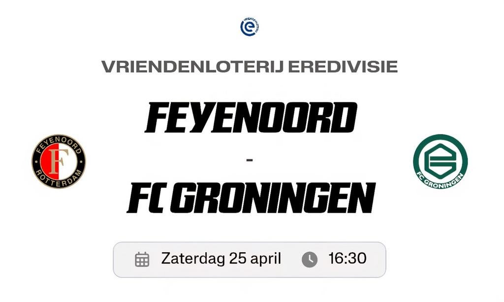 FEYENOORD - GRONINGEN (VAK W3), Tickets en Kaartjes, Losse kaart, Eén persoon, April