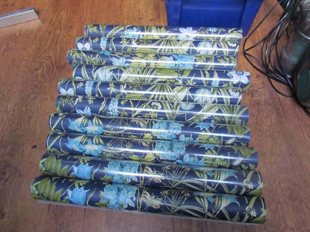 10 rollen behang met bloemen, Ophalen of Verzenden, 75 m² of meer, Blauw, Klassiek, natuurlijk