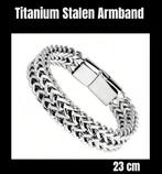Nieuwe Titanium Stalen Armband Heren of Dames 23 cm - S-39, Ophalen of Verzenden, Nieuw, Zilver, Staal