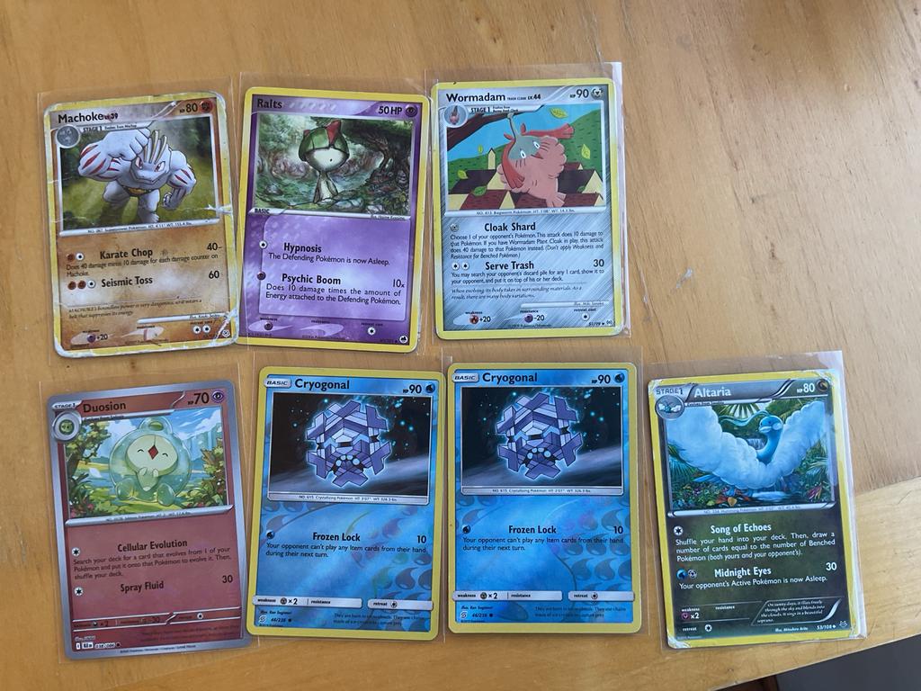 Pokémon Kaarten Set - Machoke, Ralts, Wormadam, Duosion, Cry, Ophalen of Verzenden, Gebruikt, Meerdere kaarten