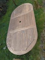 Hardhouten tuintafel, verstelbaar van 110-160 x 80 cm, Tuin en Terras, Tuintafels, Ophalen, Gebruikt, Ovaal, Teakhout
