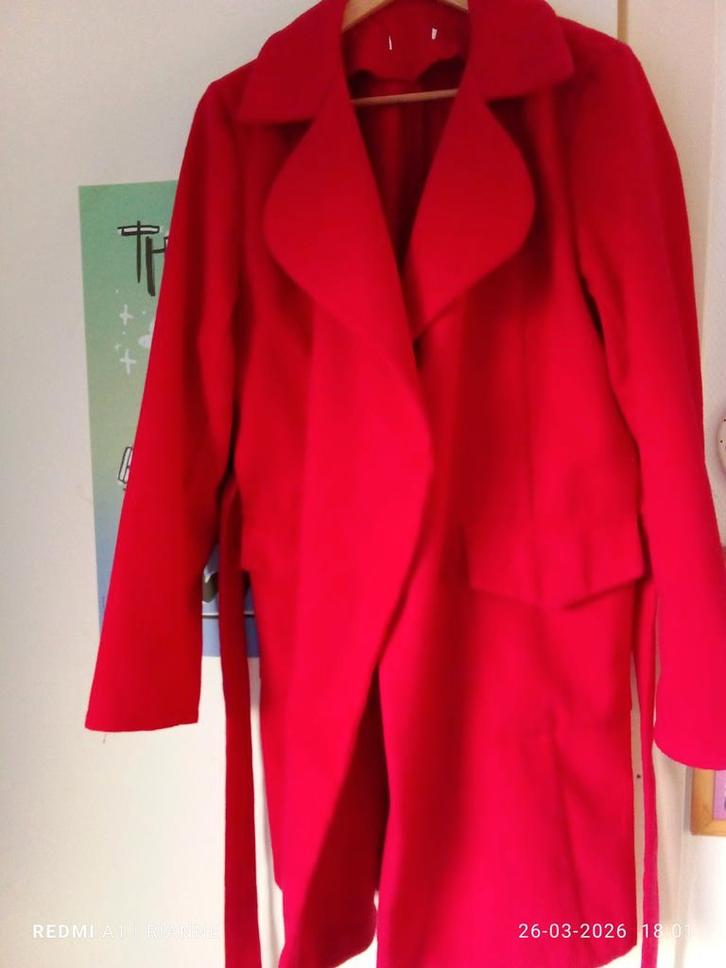Rode jas maat 44, 46, Kleding | Dames, Jassen | Winter, Zo goed als nieuw, Rood, Ophalen of Verzenden