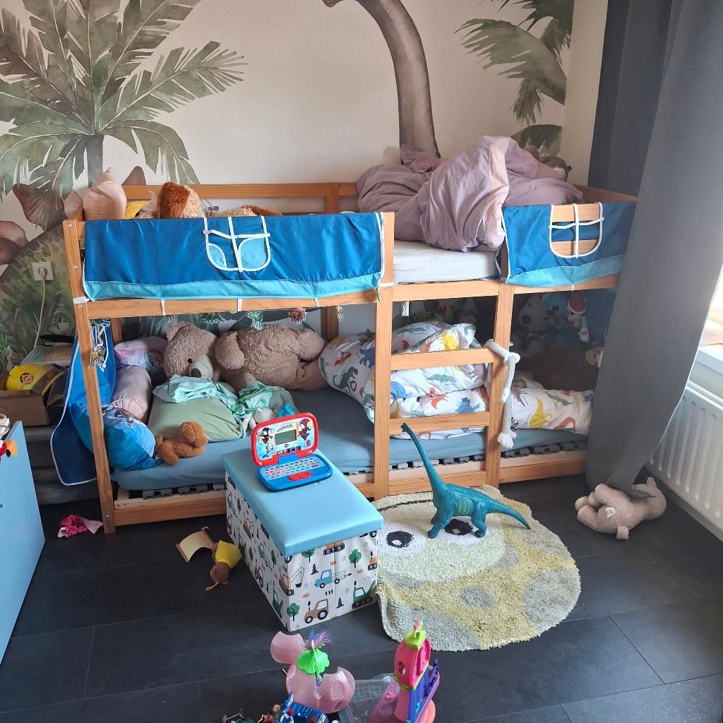 Stapel bed kind, Ophalen, 90 cm, Eenpersoons, Bruin
