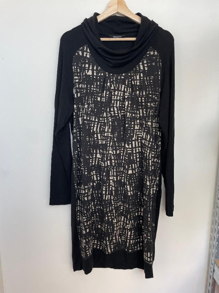 Elena Miro rechtvallende jurk maat L/XL rolkraag abstract, Zwart, Maat 46/48 (XL) of groter, Ophalen of Verzenden, Zo goed als nieuw