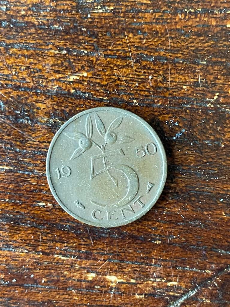 Nederlandse 5 cent munt uit 1950, Postzegels en Munten, Munten | Nederland, Ophalen of Verzenden, Koningin Juliana, 5 cent, Losse munt