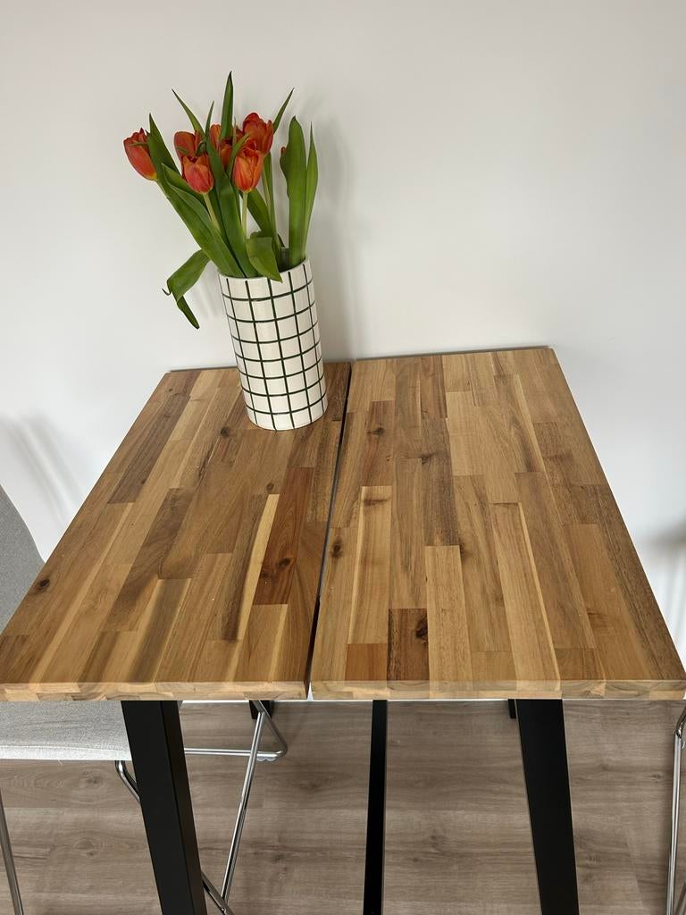 Hoge eettafel met 2 barkrukken, Ophalen, 100 tot 150 cm, Tot twee personen, 50 tot 100 cm