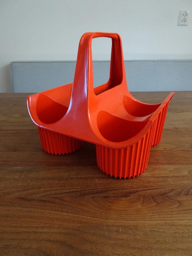 Vintage oranje Curver flessenhouder jaren 60/70, Ophalen of Verzenden, Gebruikt, Kunststof, Oranje