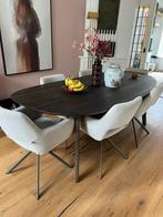 Prachtige design eettafel massief eikenhout 230x108 cm bruin, Ophalen, 100 tot 150 cm, Japandi design, Eikenhout