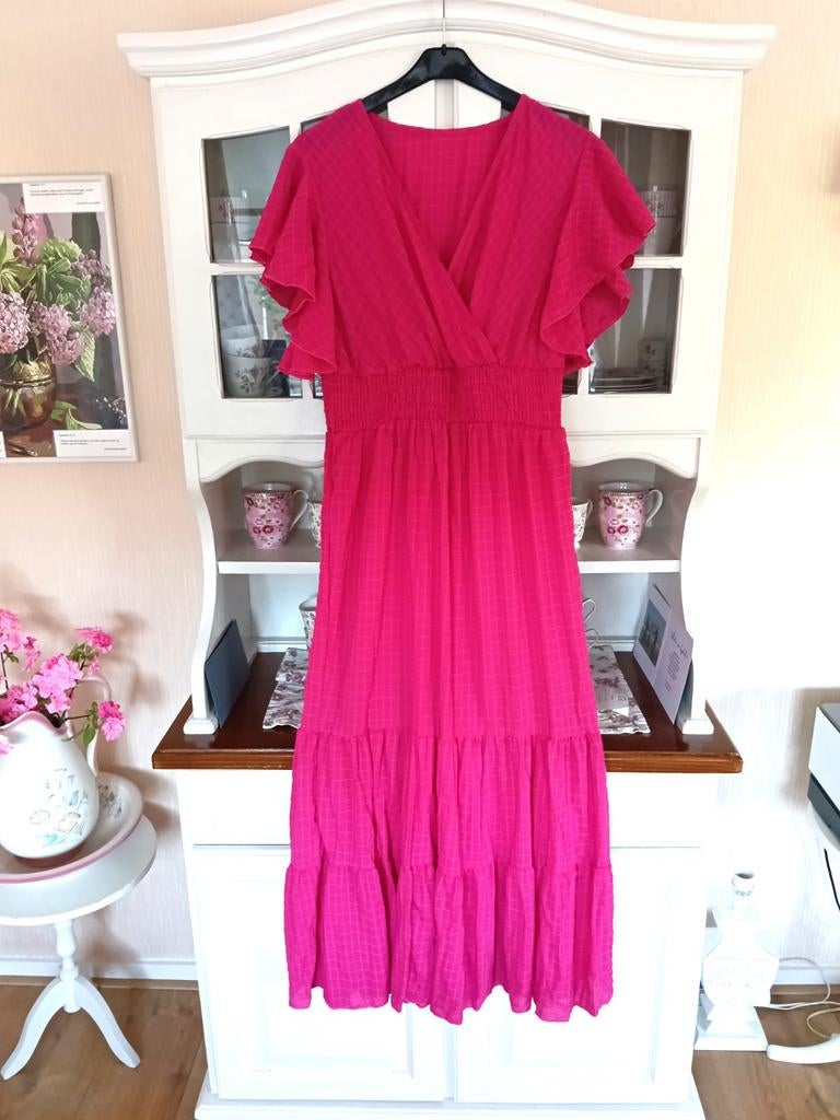 Roze gypsy jurk met ruches! (NIEUW!), Kleding | Dames, Jurken, Maat 38/40 (M), Nieuw, Ophalen of Verzenden, Roze