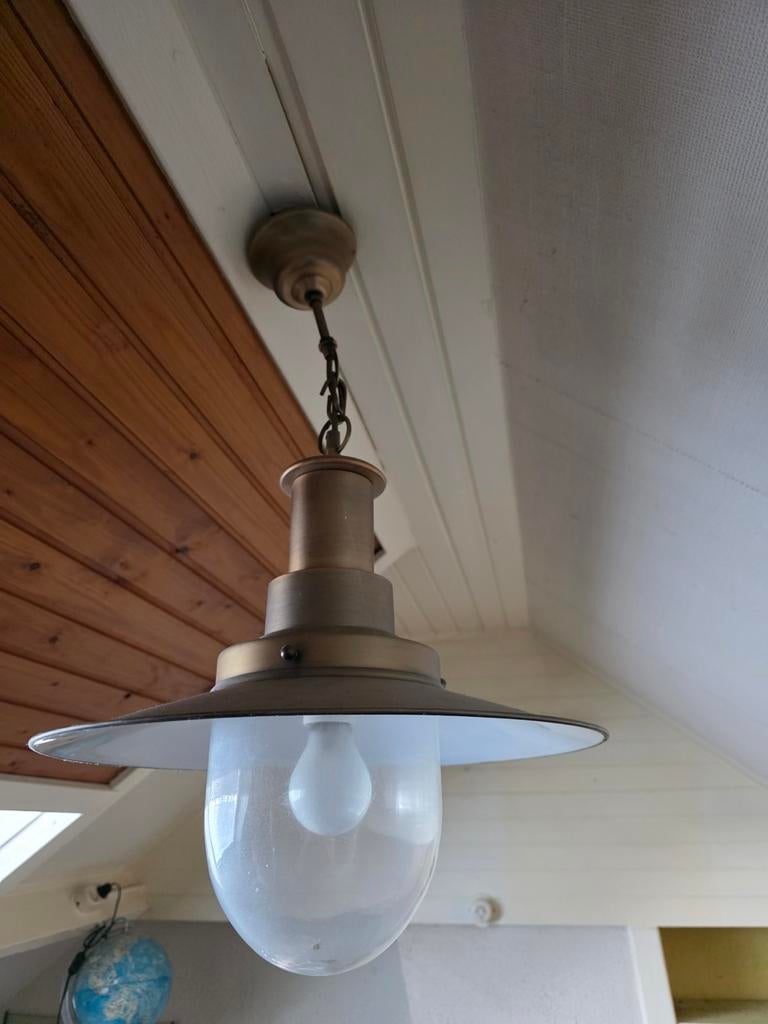Hanglamp met glazen bol, Huis en Inrichting, Lampen | Hanglampen, Ophalen of Verzenden