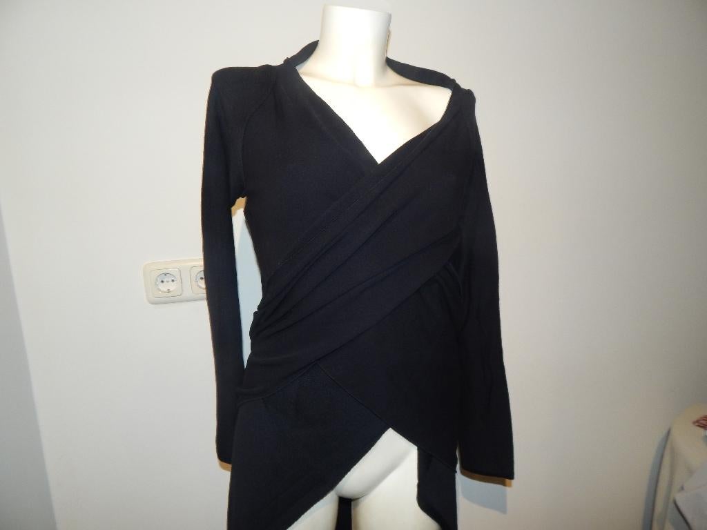 Sarah Pacini deels wol vest overslag banden apart One size, Verzenden, Sarah Pacini, Zwart, Maat 42/44 (L)