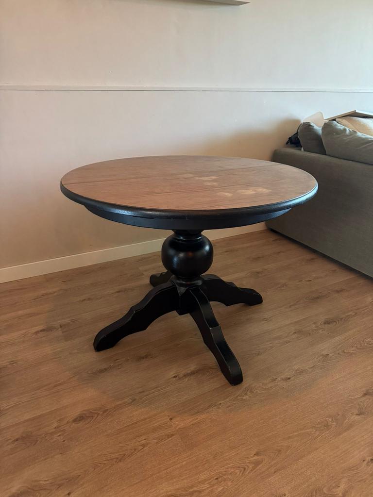 Ronde uitschuifbare eettafel, ovaal te maken, Huis en Inrichting, Tafels | Eettafels, Ophalen, Gebruikt, Rond, 100 tot 150 cm