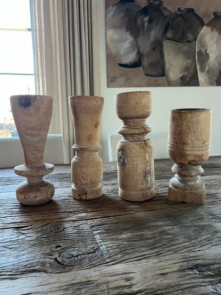 Kaarsen kandelaar, Ophalen of Verzenden, Zo goed als nieuw, Hout, Minder dan 25 cm