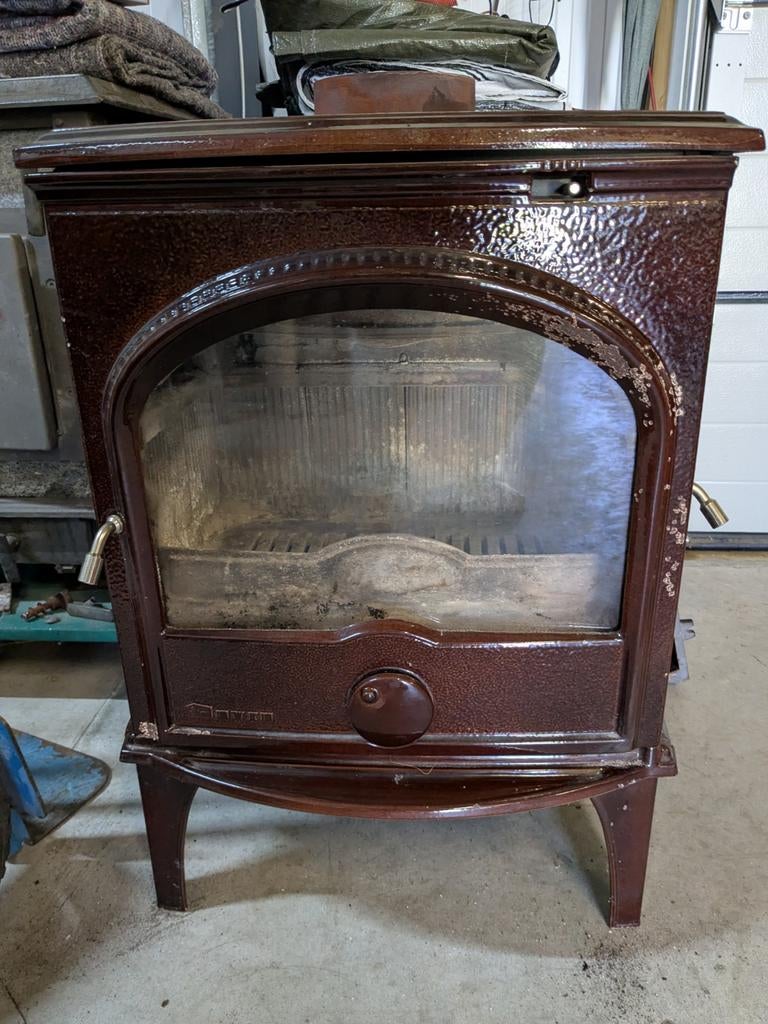 Dovre 425 Houtkachel - Bruin Geëmailleerd, Ophalen, Gebruikt, Houtkachel, Vrijstaand