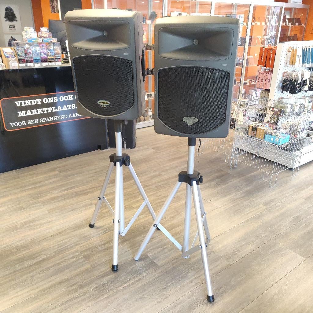Samson bd300 PA speakers + standaard || Nu voor €259.99!!, Gebruikt, Overige typen, X, 120 watt of meer
